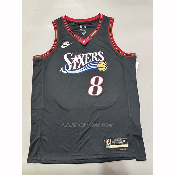 Camiseta Philadelphia 76ers Paul George NO 8 Classic 2025-26 Negro